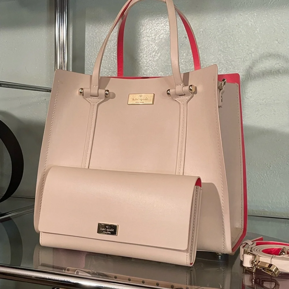 Elodie satchel/crossbody cream/hot pink - Picture 4 of 14